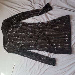 Black Sequined Mini Dress Small